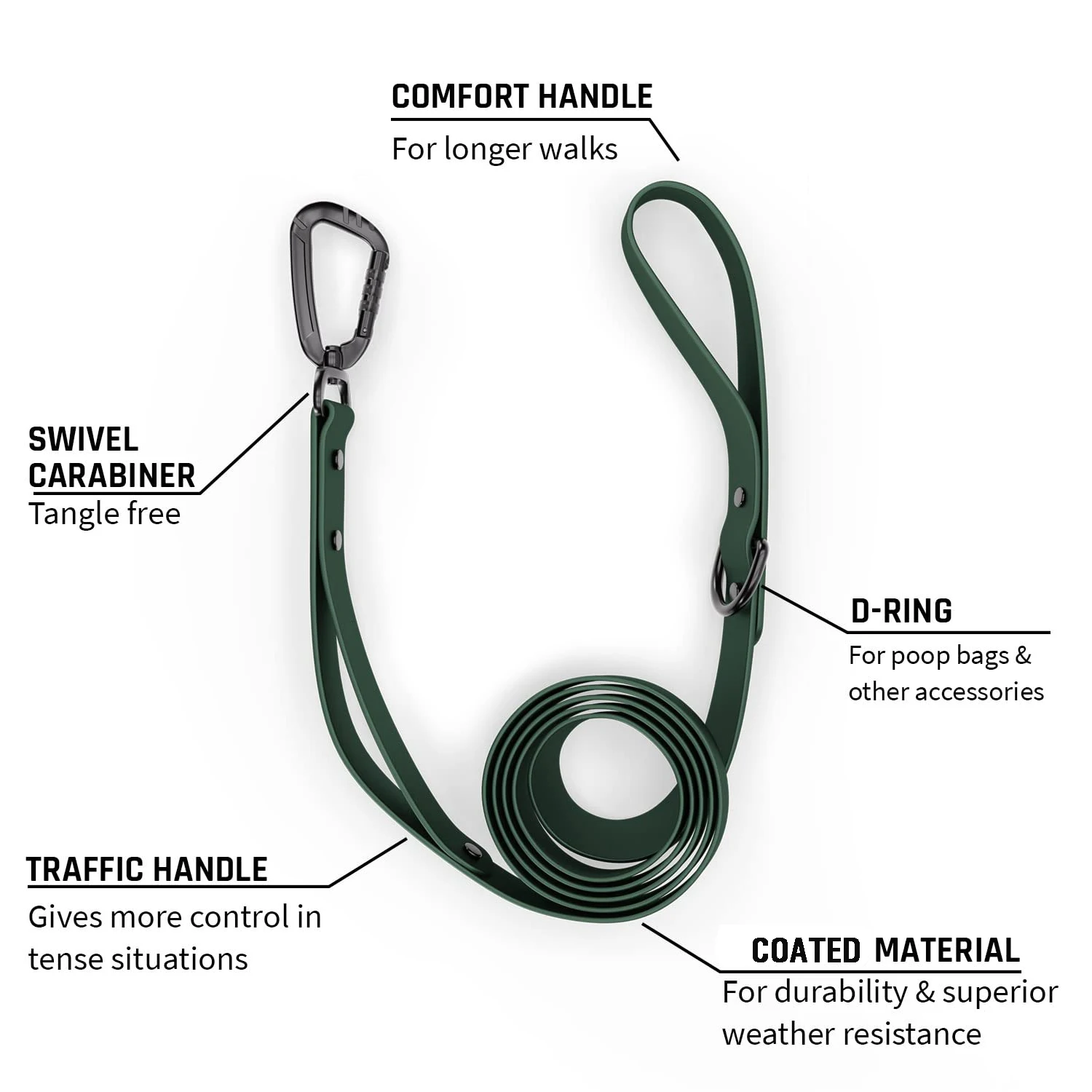 Custom Logo Luxury Rubber Pet Dog Lead Waterproof Dog Leash For Small Medium Large Dog Puppy