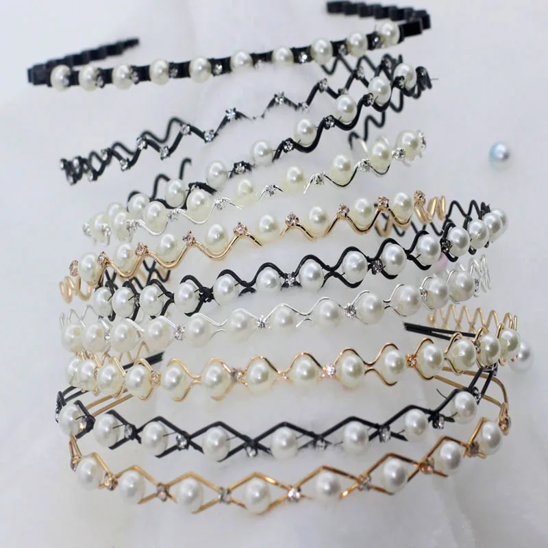 Korean ladies wedding headwear bridal hair band girls hairband rhinestone pearl headbands for women