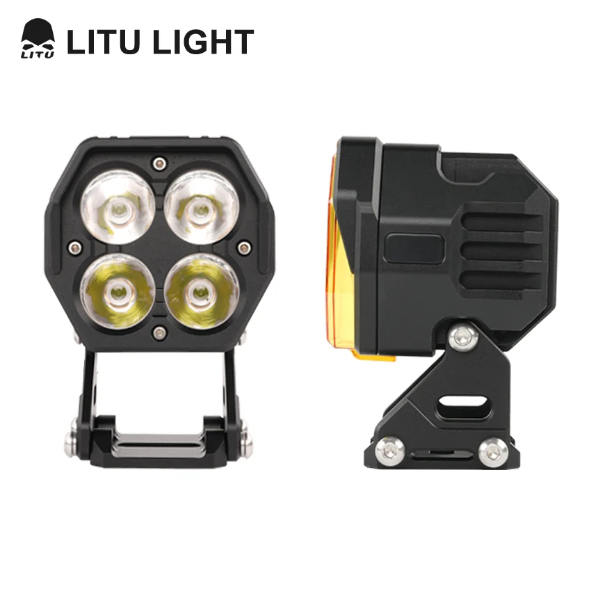 46W Yellow Motorcycle Pickup Driving Lights Super Bright Spotlight Work Light Bar Square Headlight For Off-road Fog Lamp