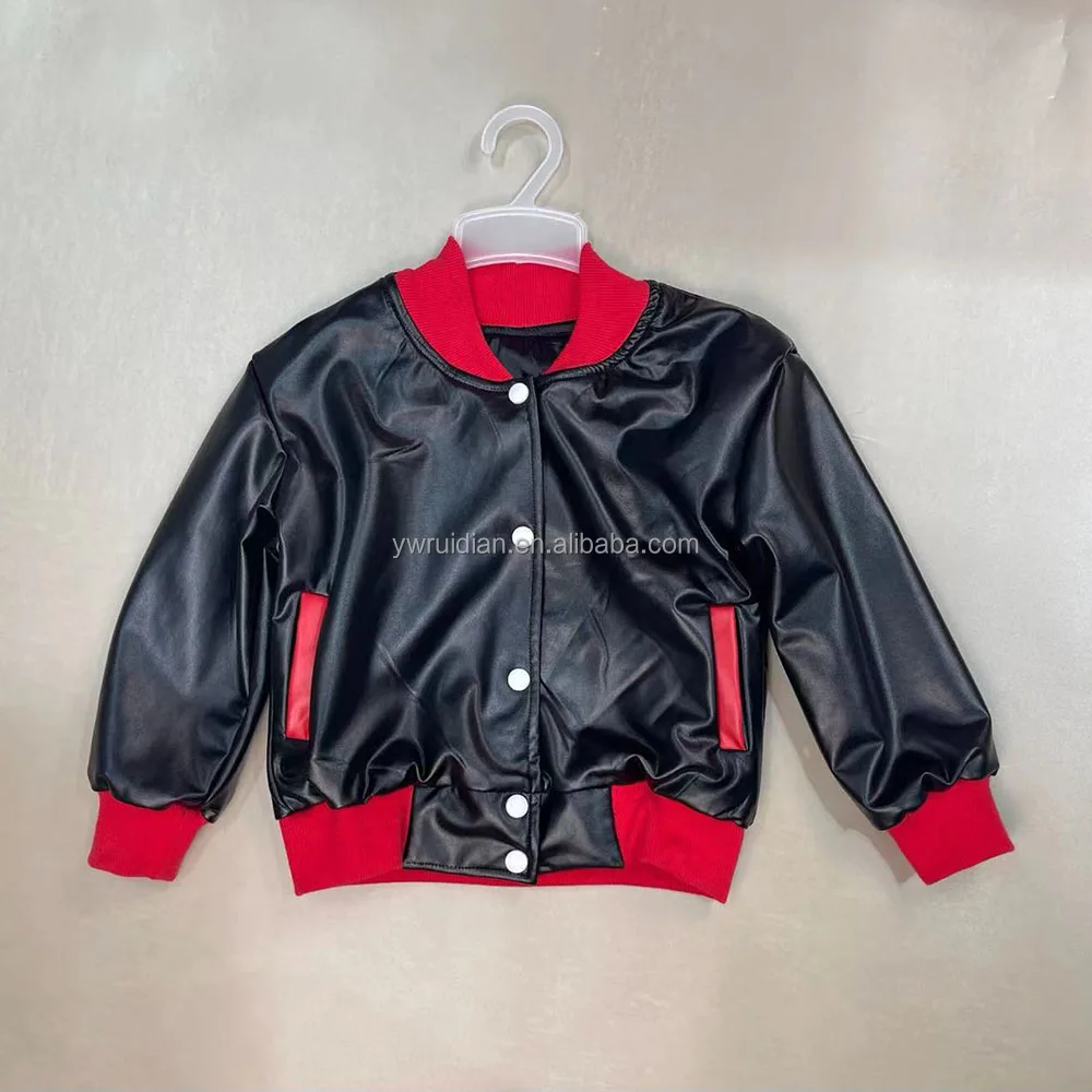 PU Leather Coat For Kids Custom kids leather jacket Whole Season Clothing  Hot Sale Unisex jacket for kids boy and girl