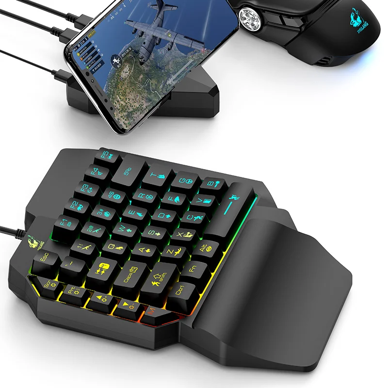 Amazon ebay cross-border free wolf K15 one-handed keyboard gun god left hand manipulator P UBG  game luminescent keyboard