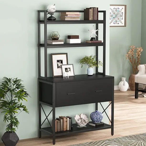 Living Room Bookshelf  With Table Metal Cube Bookcase Steel Book Shelf