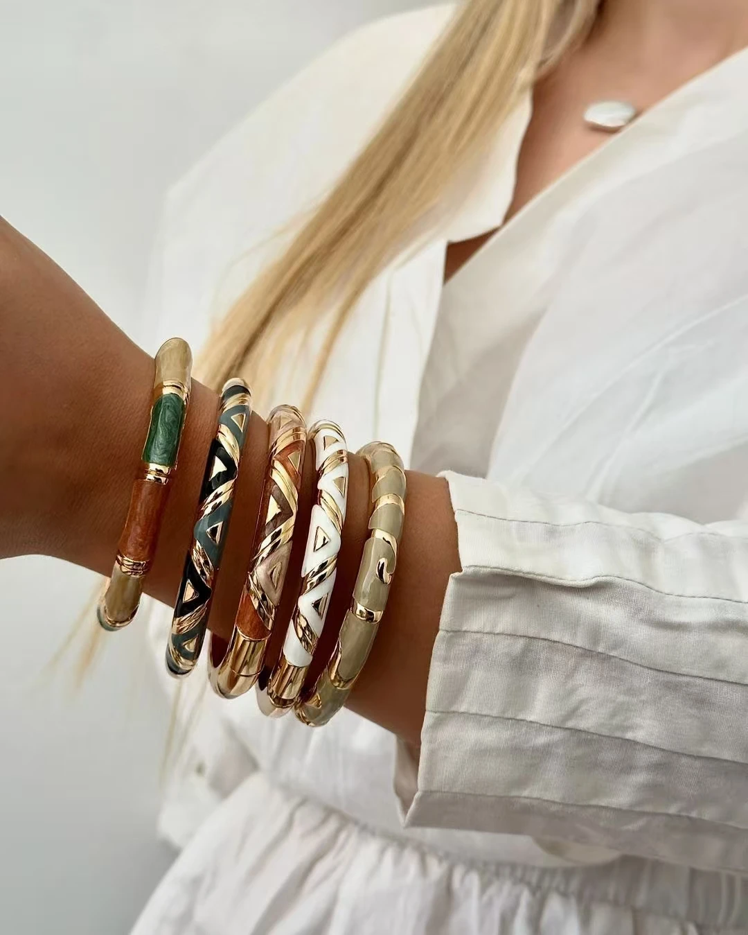 Fashion Vintage Enamel Bracelet Colorful Drip Glaze Colorful Drip Glaze Cloisonne Bangles for Women