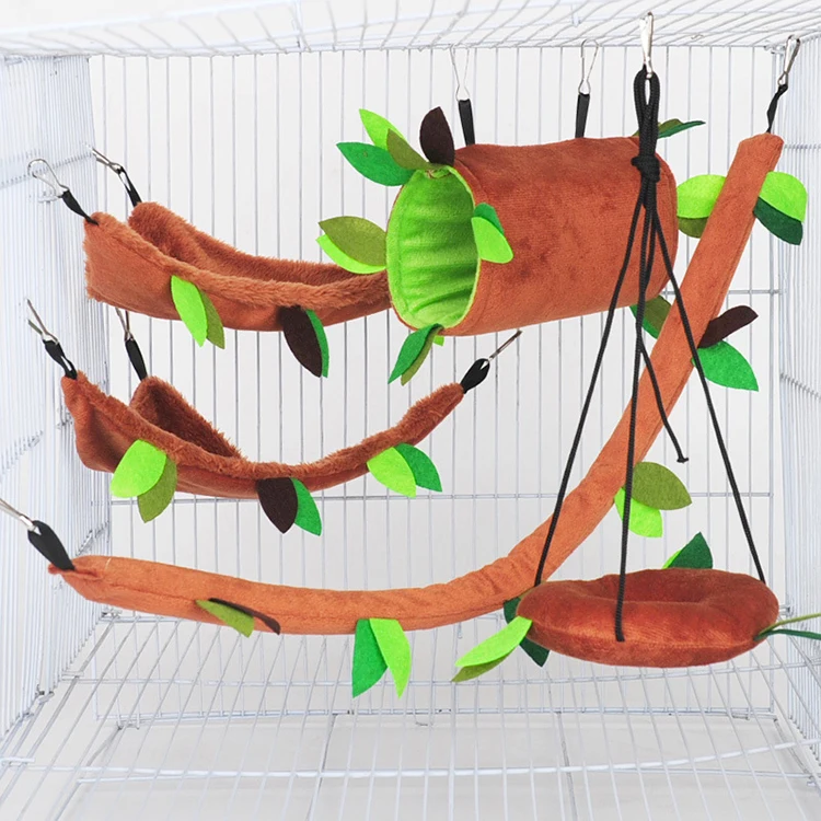 5pcs Hamster Sleeping Nest Hanging Tunnel and Swing for Sugar Glider Squirrel Playing Sleeping