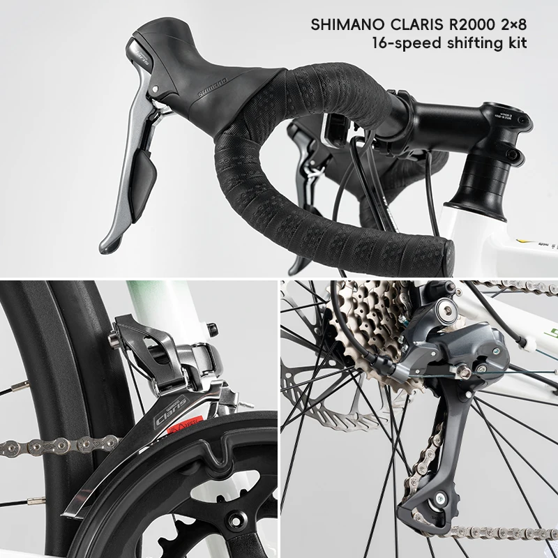 ROCKBROS High quality 700c Aluminium alloy Road Bike lightweight 7120 Wire pull disc brake 16 Speed Bicycle Roadbike