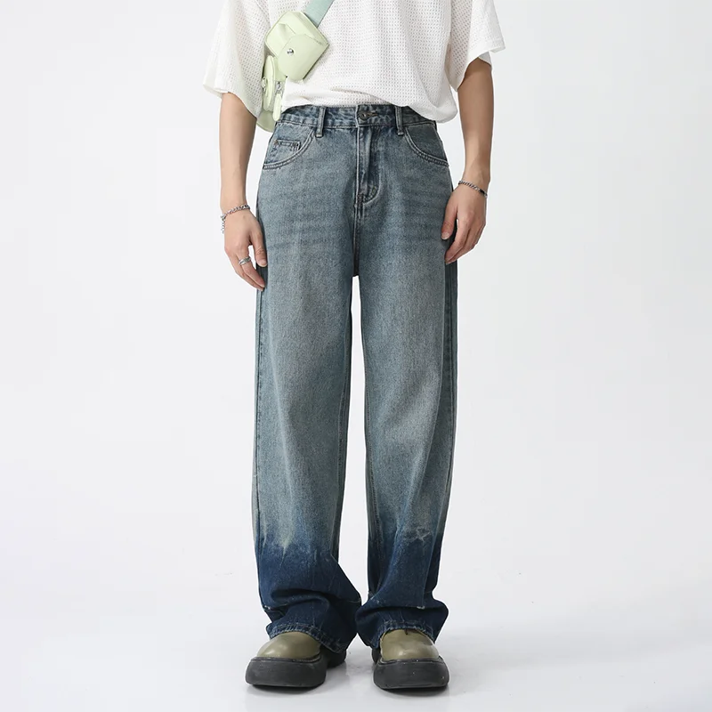 Customize Designer  Street Style Hip-hop Embroidery Loose Casual Tie-dye Denim Jeans for Men