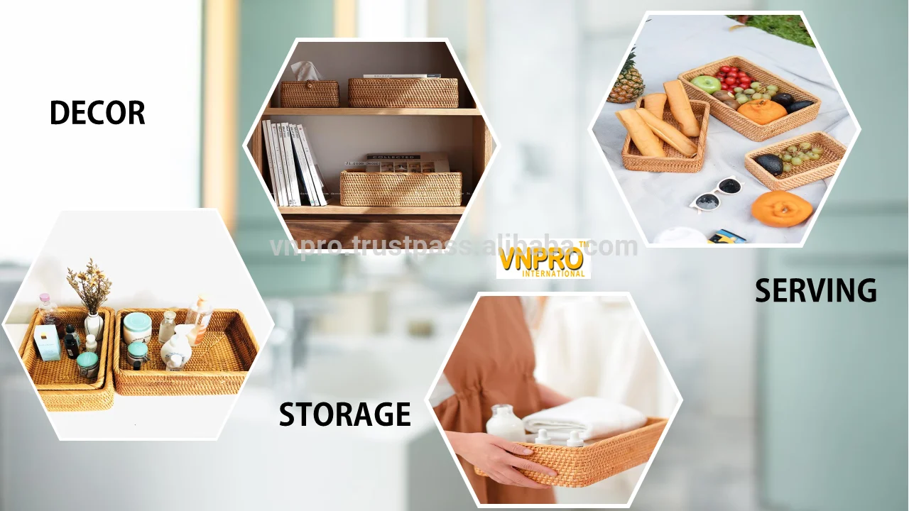 Handle Woven Rattan Round Serving Tray with Handles Bread Cake Pastries Original Rattan Tray