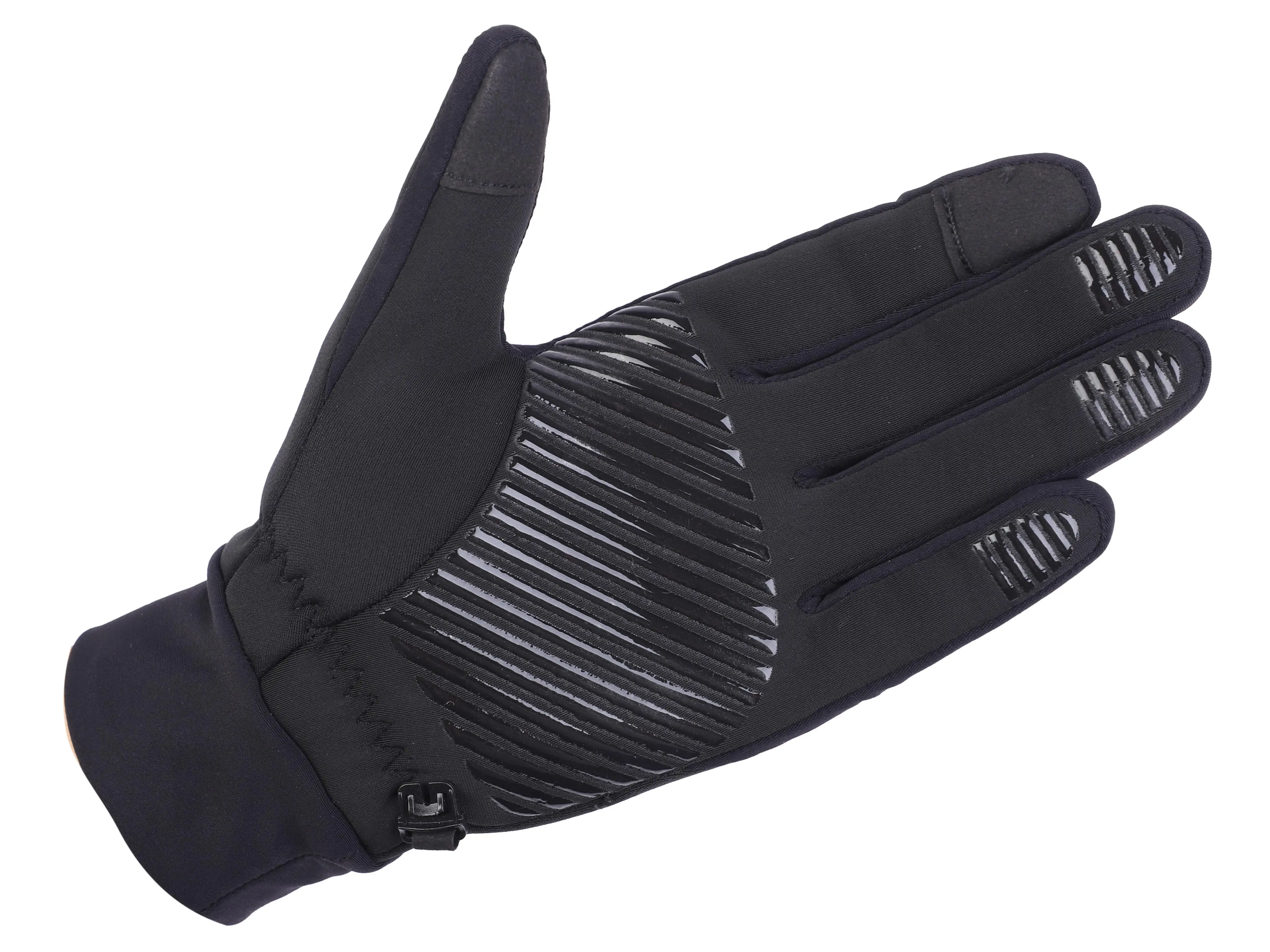 Black polyester elastic breathable anti-slip wear-resistant winter full finger bike road cycling warm riding bicycle gloves