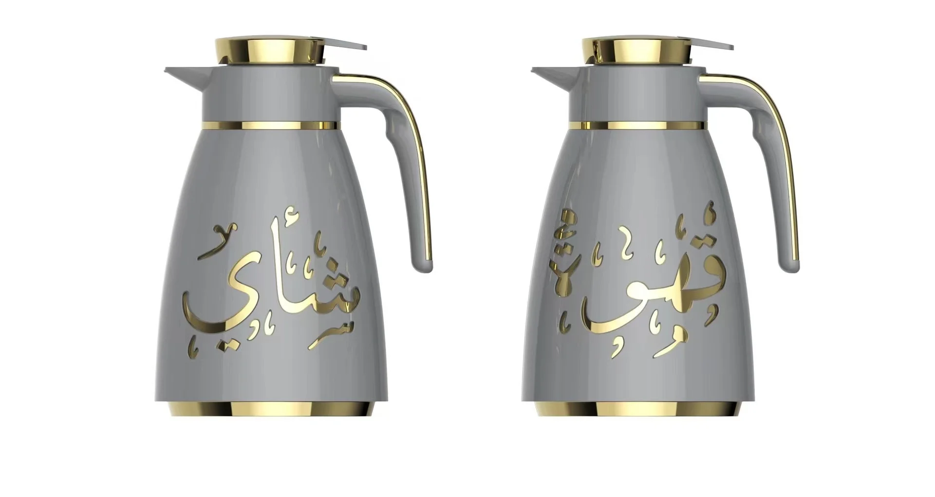 Custom1000ML Arabic style vacuum flask metal body glass Thermos Insulated Water tea pot arabic tea thermos For Ramadan