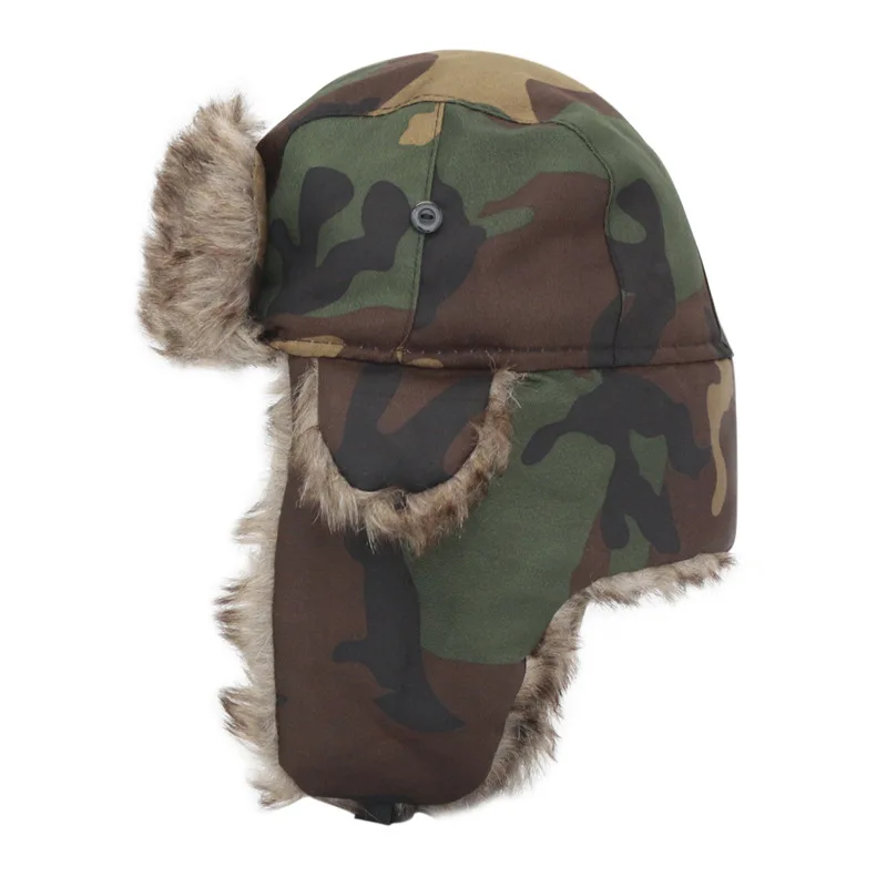 Custom Fur Trooper Earflap Trapper With Ear Flaps Camouflage Winter Warm Aviator Hats