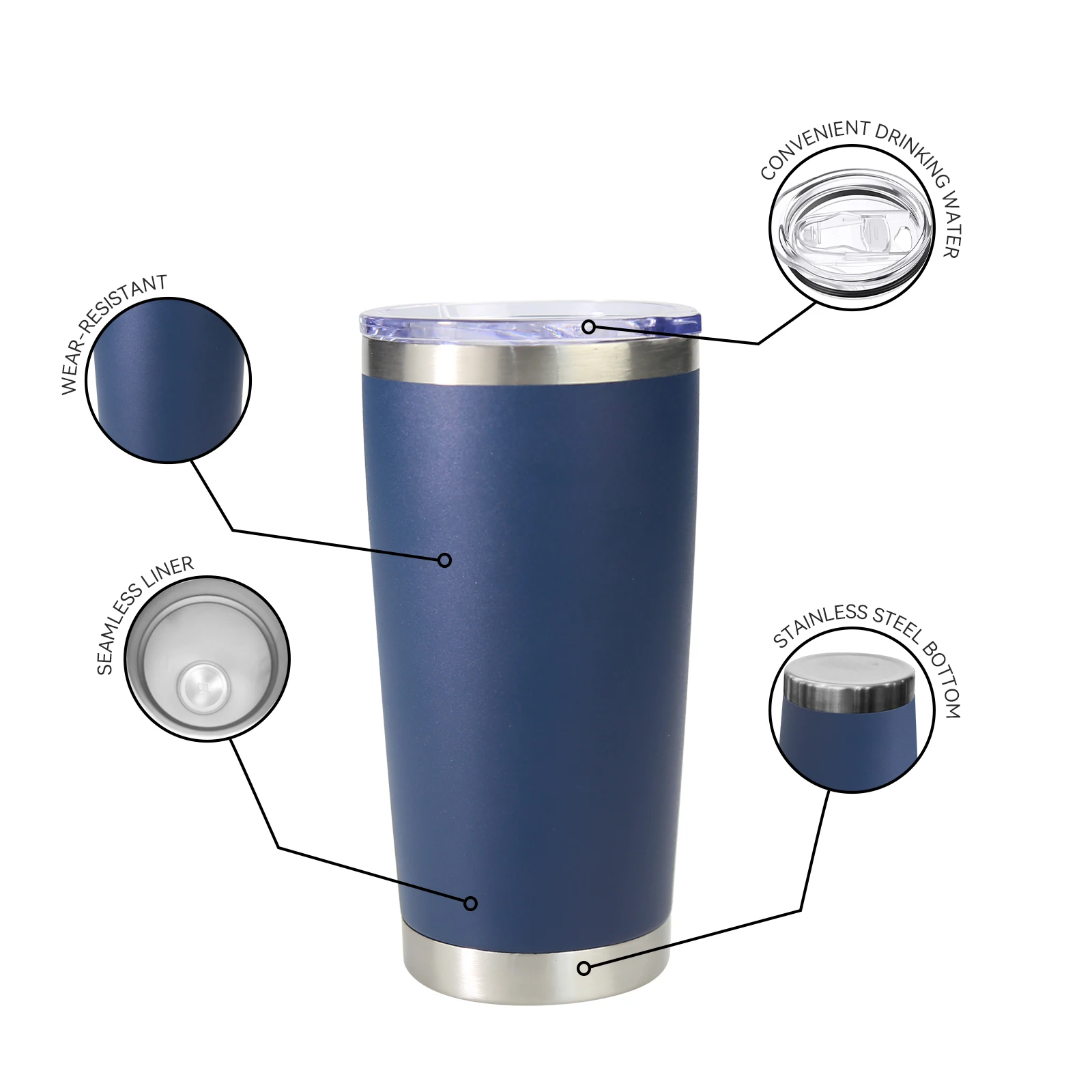 Custom Logo 20oz 30oz Powder Coated Yetys Tumbler Insulated Travel Coffee Water Mug Thermos Stainless Steel Vacuum Cup With Lid