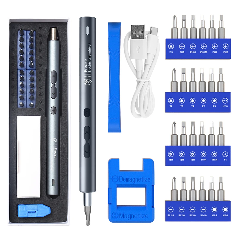 High Quality 28 In 1 DIY Electric Precision Screwdriver Set with 24Pcs Interchangeable S2 Steel Bits for Xiaomi Mobile Phone