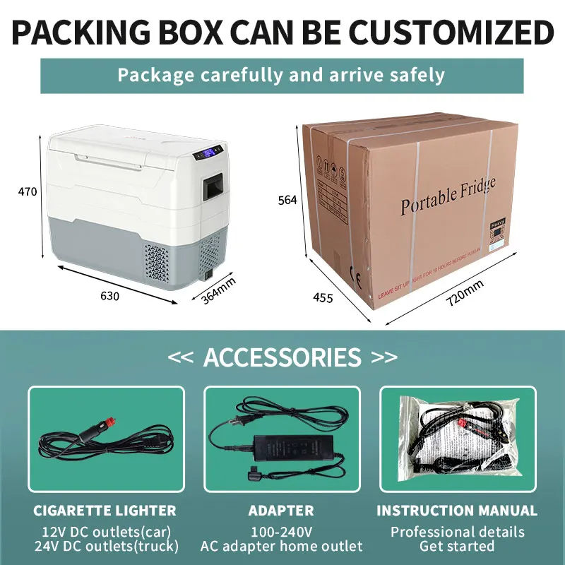 WAYCOOL T/TE45 40L Dual Temperature Car Refrigerator 12v 24v DC Car Refrigeration Air Compressor Fridge