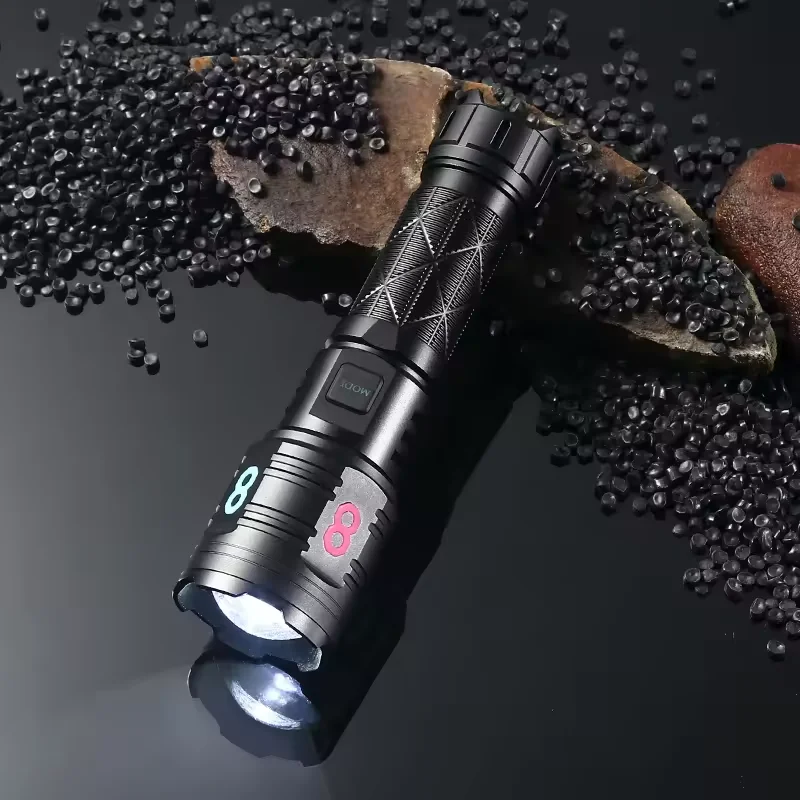 Telescopic zoom flashlight aluminum alloy outdoor exploration long-distance strong light flashlights torches