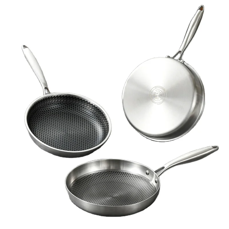 A variety of specifications 22cm/24cm/26cm/28cm/30cm all steel handle stainless steel non stick fry pans