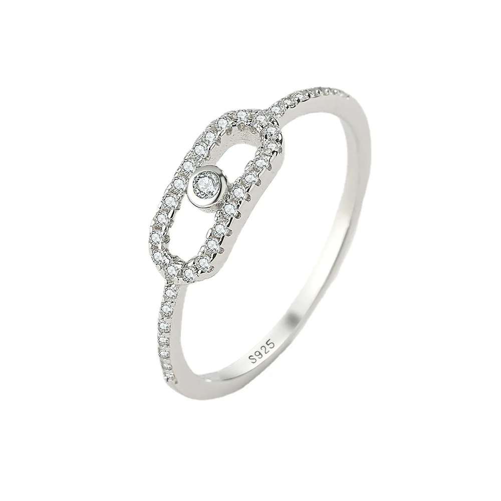 High Quality Famous M Brand Three Diamonds Move Stone Sliding Designer Jewelry 925 Sterling Silver Ring