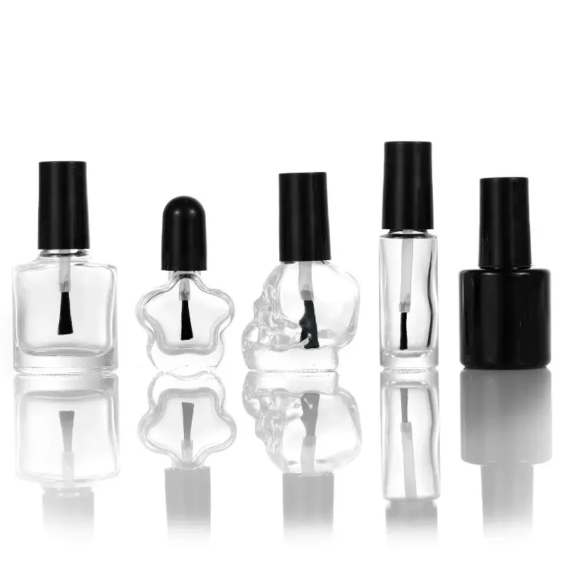 2ml 5ml 6ml 7ml 8ml 9ml Transparent Glass Nail Polish Empty Bottle Cosmetic Packaging Round Shape Empty Glass Nail Polish Bottle