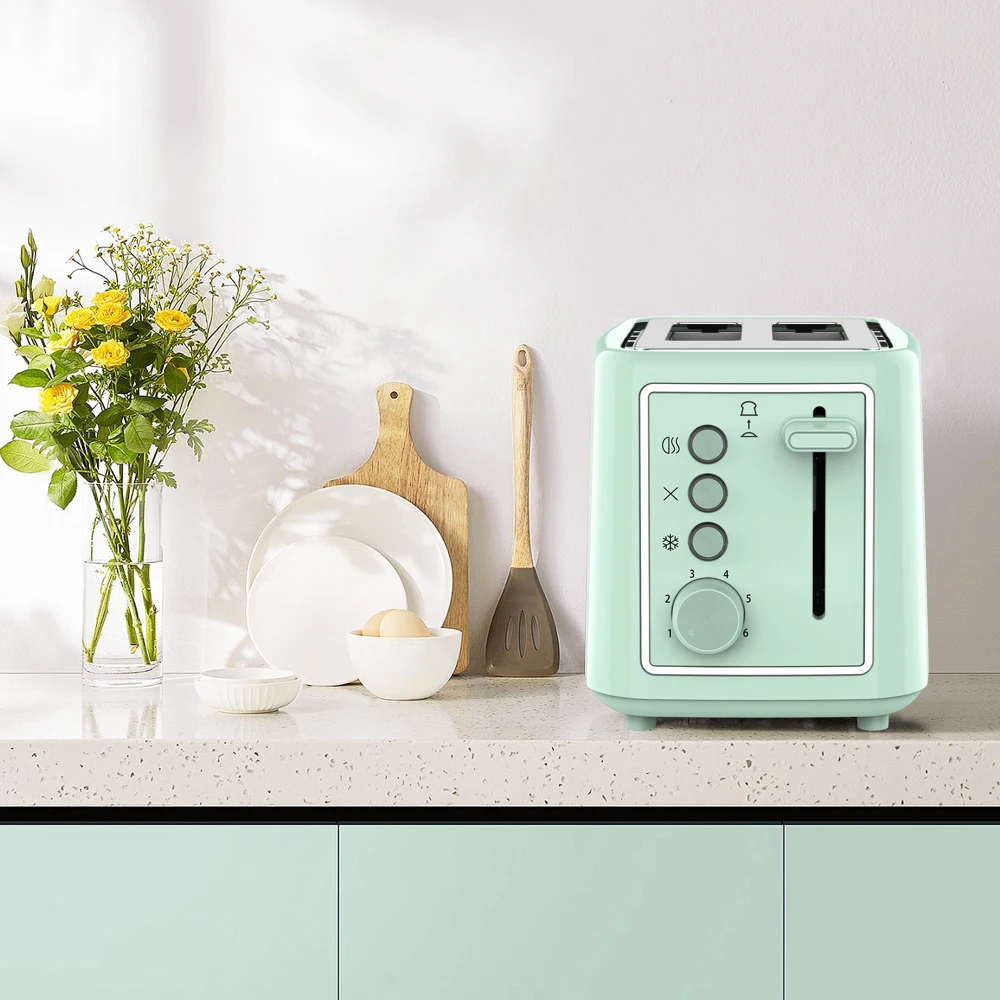 New Mini Compact Design Electric Plastic Housing bread Toaster 2 Slice buns Baking Pop Up Retro Toaster