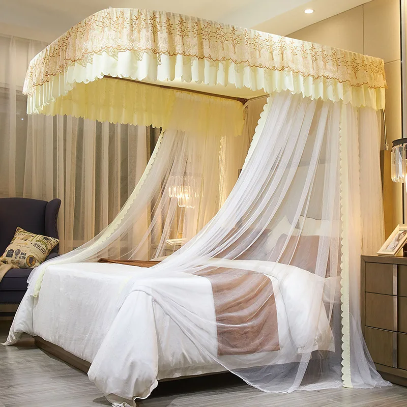 Light Luxury Royal Guide Rail Convenient Lace edge Beautiful Adult Double Bed Mosquito Net