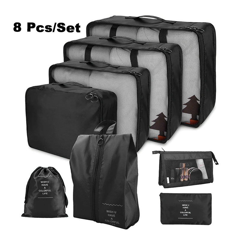 Custom High Quality 6PCS 7PCS 8 PCS Compression Packing Cubes Travel Bag Set Packing Cubes Travel Organizer