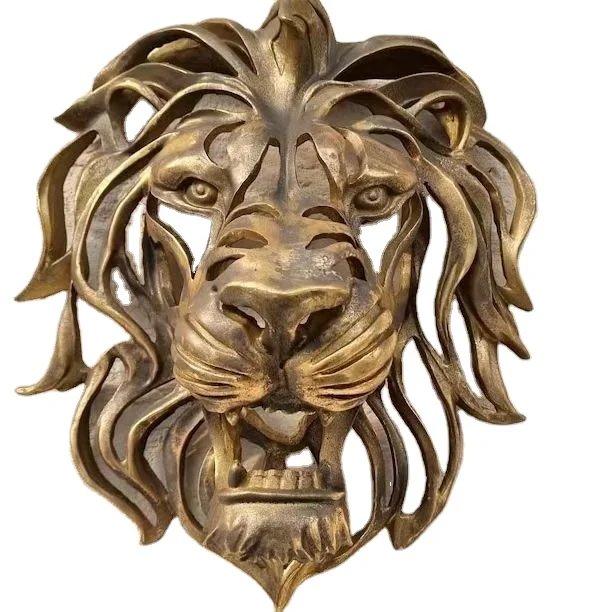 Cool Gold Lion King Wall Hanging Lion Head Art Sculpture Gold Resin Luxury Wall Decor Entryway Kitchen Bedroom Wall Hangings