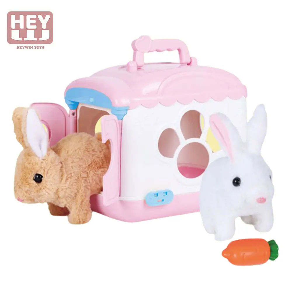 HEYWIN Plush Rabbit Toys for Kids,  voice control Stuffed Bunny with Electric pet cage best gift for children birthday (933-26E)