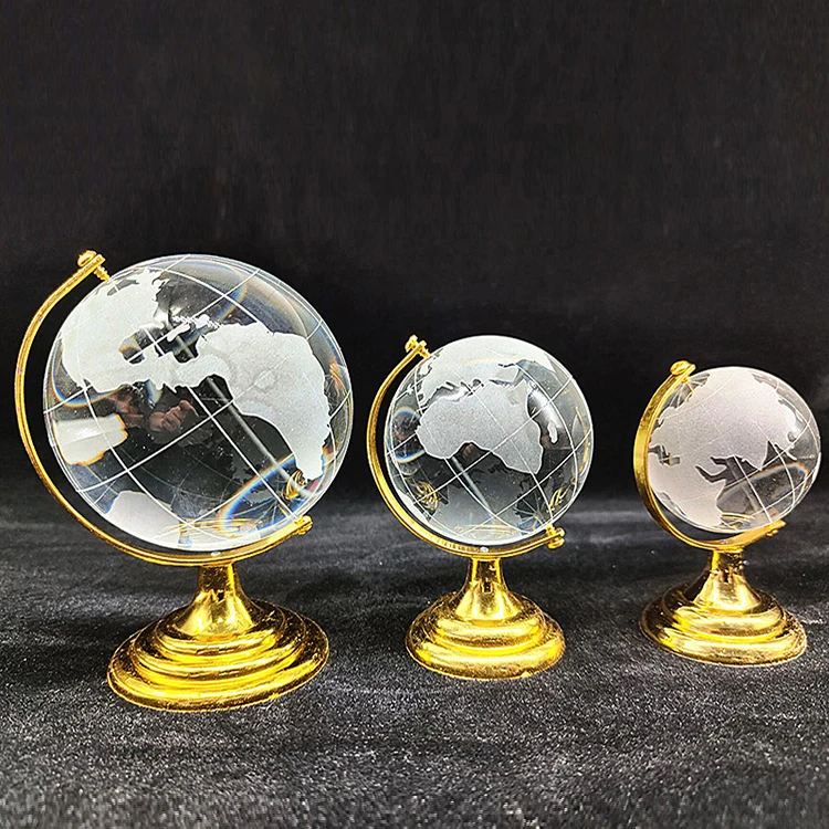 Clear Crystal Globe with Golden Silver Stand MH-Q0039
