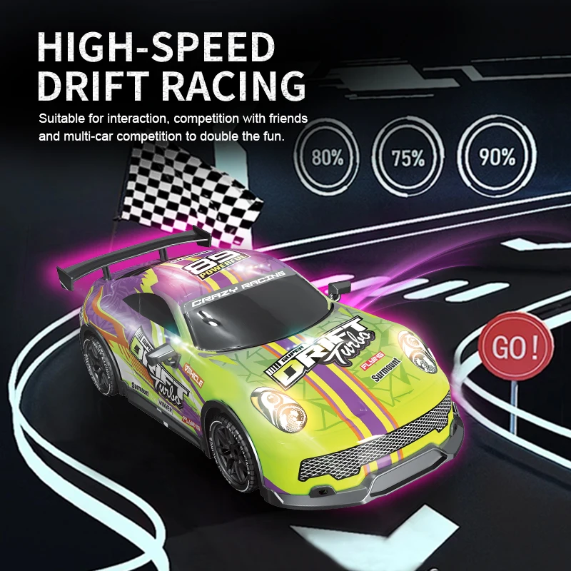 1/16 4WD RC Drift Car Hobby Toy 2.4G Remote Control Sport Racing Vehicle Stunt Car Kids Mini High Speed RC Truck Toy With Light