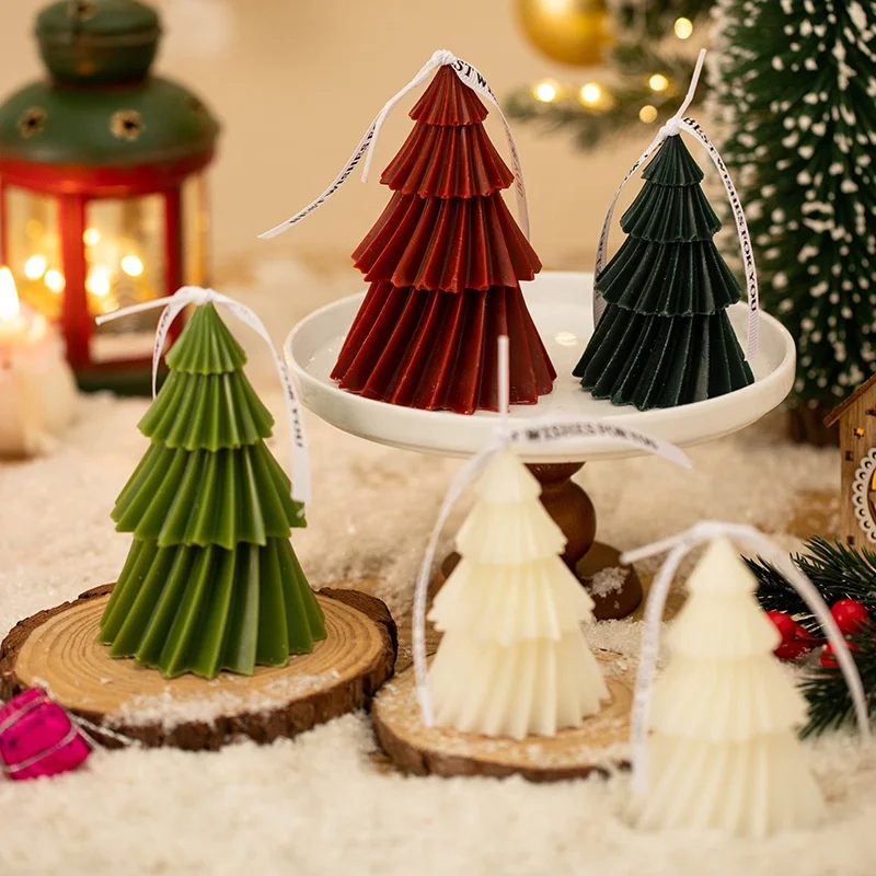 Handmade Soy Wax Christmas Tree Art New Year Christmas Ornaments Scented Candles
