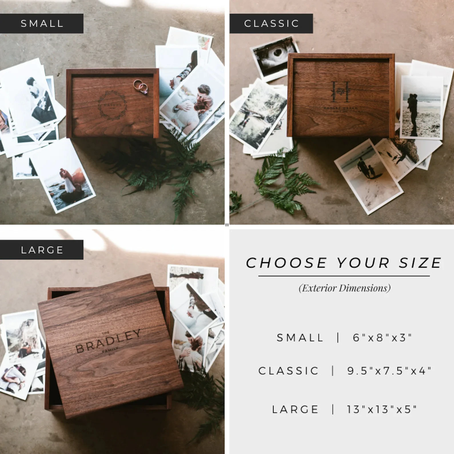 Custom Wholesale Personalize Design Memory Photo Keepsake Wooden Photo Box