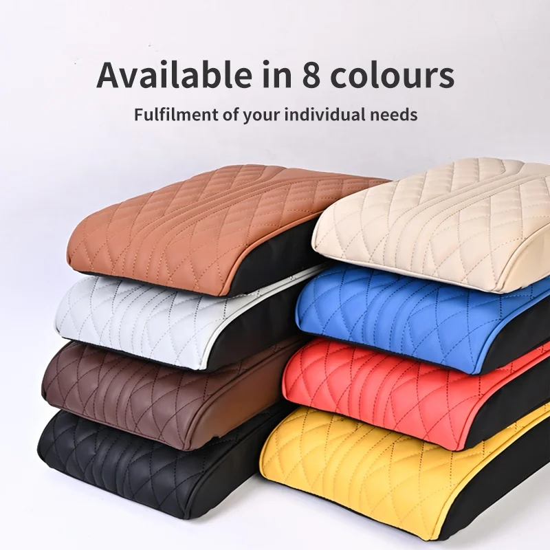 Anjuny OEM Leather Arm Rest Pad Auto Pad Vehicle Memory Foam Cover Universal Armrest Console Box