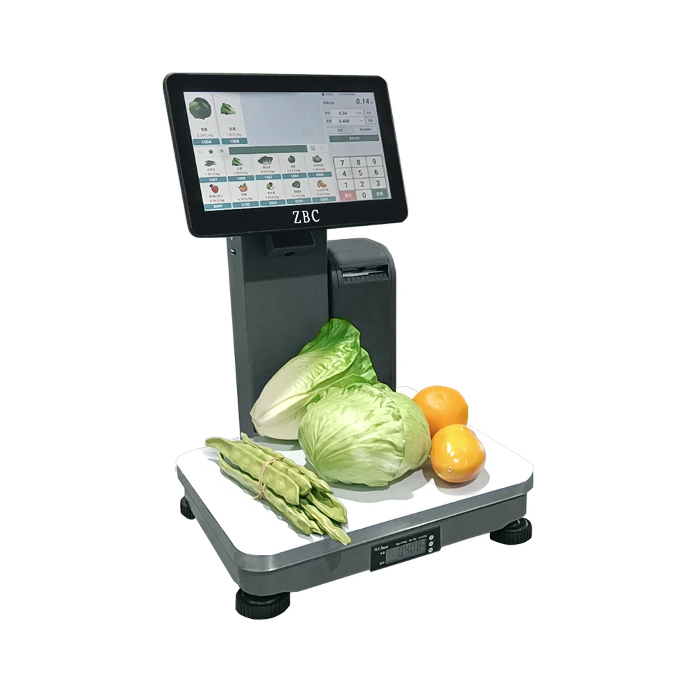 Ai Smart Scale Touch POS Weighing Scale with 58mm Printer for Retail Shops Automatically Recognize Goods the Weight Escala