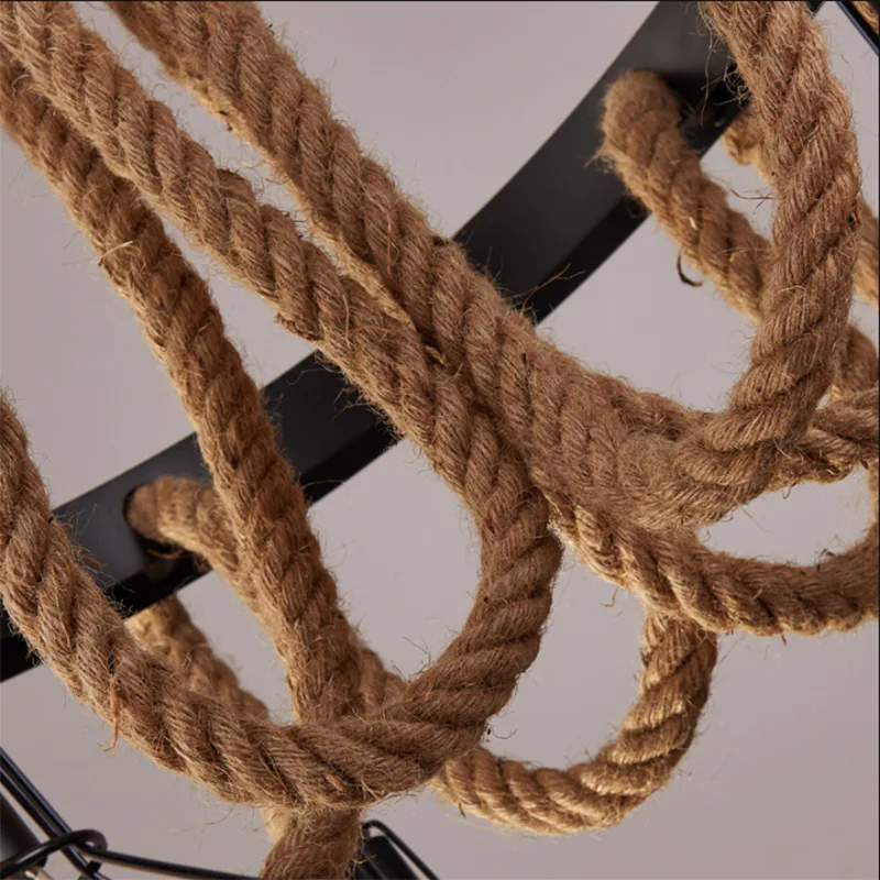 Retro Loft Creative Rope Chandelier Restaurant Bar Corridor Hanging Lamps Cafe Balcony Stair Indoor Decoration Pendant Light