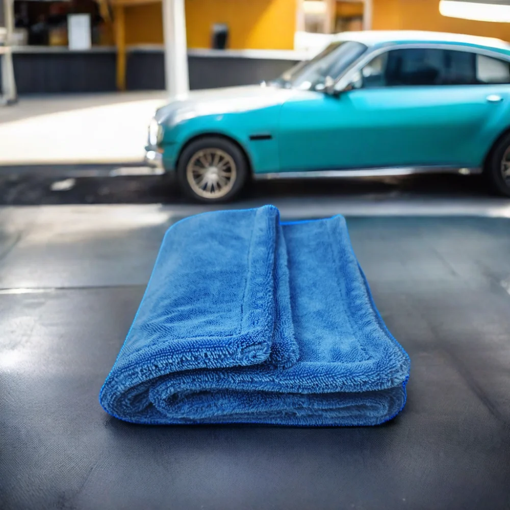 OEM 1200GSM 1400GSM Edgeless Car Wash Towel Microfiber Twisted Loop Drying Towel Double Side Wash Dry Towel
