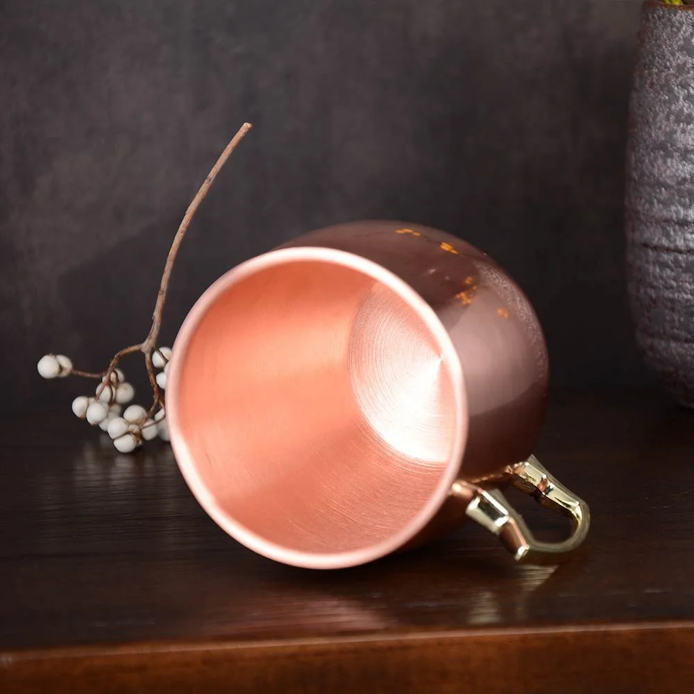  Cocktail Antique Brass and Stainless Lined Solid Moscow Mule Copper Cup 100%