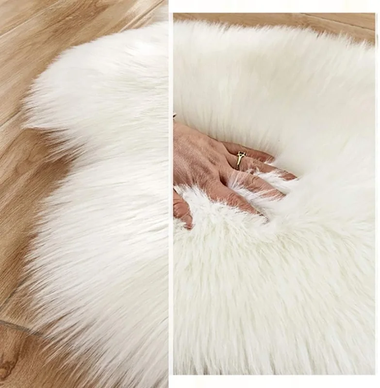 CF Custom Decorative Love Heart Shaped Shagy Fluffy Plush Bedroom Door Carpet Floor Faux Sheepskin Fur Area Rugs For Living Room