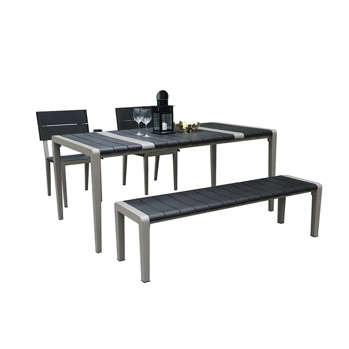 Outdoor Bench Set Chair Seat Dining Table Beer Park Metal Picnic Table and Bench Street Customized Steel Wood