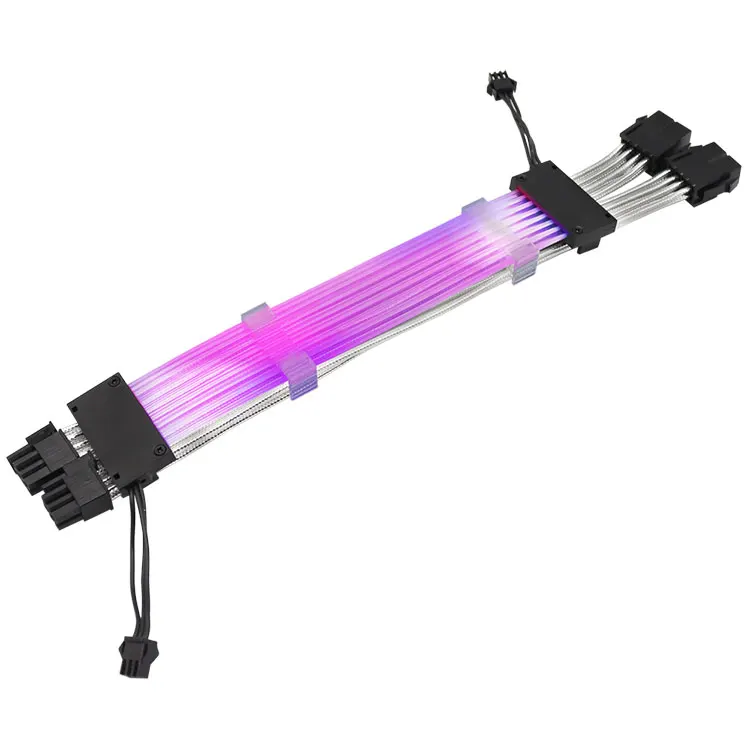 Wholesale Dual 8Pin LED GPU Power Cable CPU RGB PSU Extension Cables