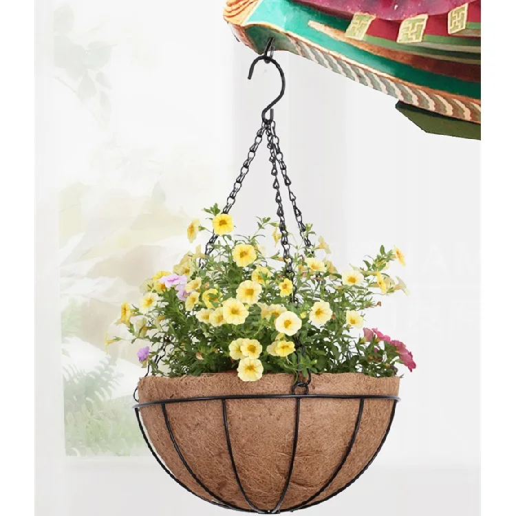 
12 inch hanging basket with iron chain decor for wicket wall and door 
