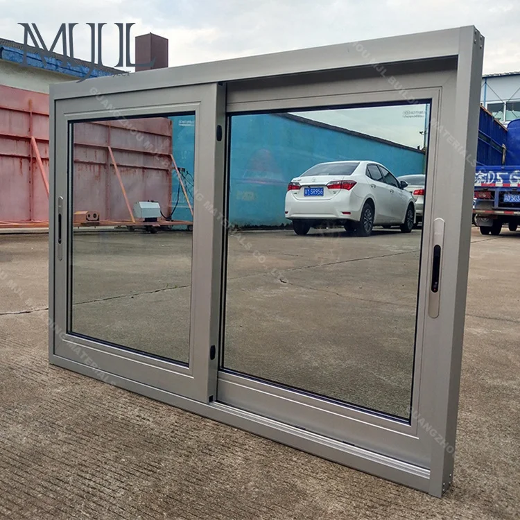 MJL Custom size silver interior aluminum sliding window frame price philippines tempered glass lowes glazed