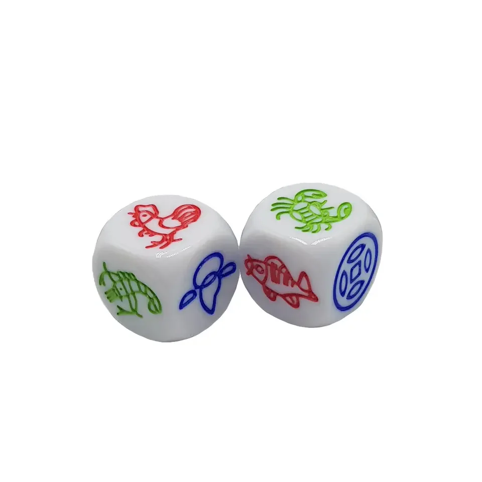 Hot Selling 6-sided Carved Round Corner Acrylic Game Dice Custom