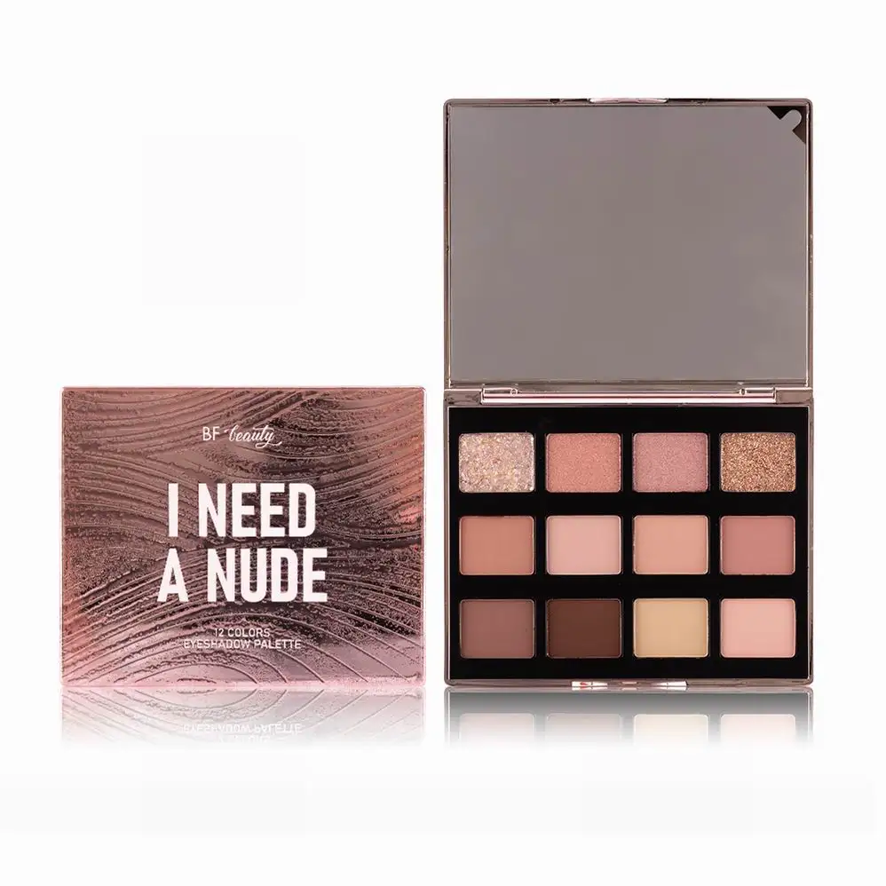 Custom Magnetic Plastic Chrome Eyeshadow Palette Glitter Manufacturer Holographic 12 Colors Nude Eyeshadow Palette