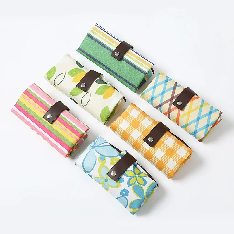 Fashion Portable Waterproof 600D Oxford Cloth Folding Shopping Bag Washable Reusable Roll Up Foldable Tote Bag