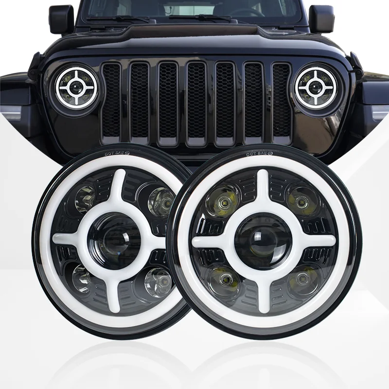 12/24VDC 7INCH Round Led Headlight White Amber Color High Low Beam Super Brightness Other Car Accessories Luces Parts Offroad