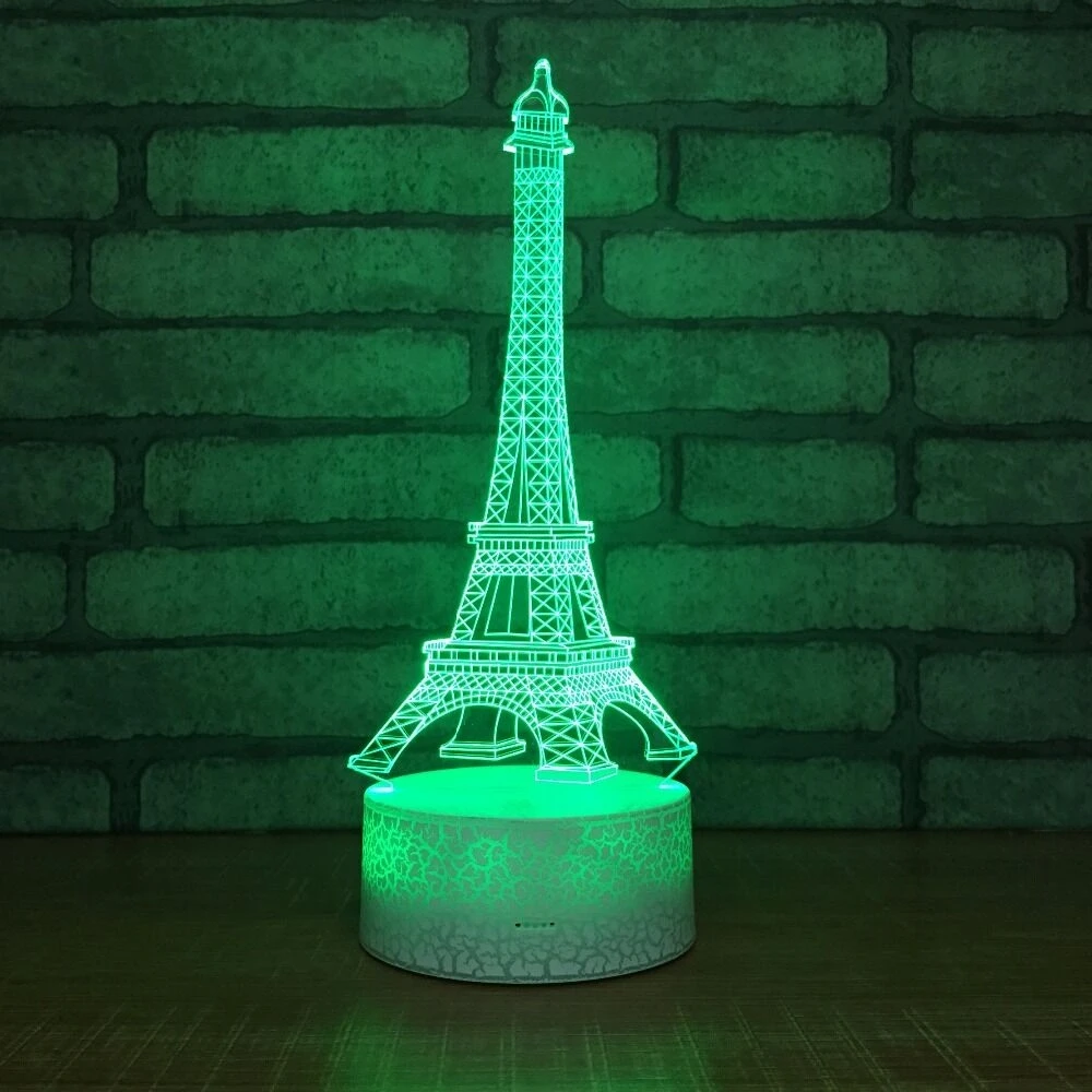 Jartown Modern Tower Patterns Acrylic USB Cable & Remote Control Powered by AAA Battery RGB LED Lamp Bases for 3D Night Light desk lamp