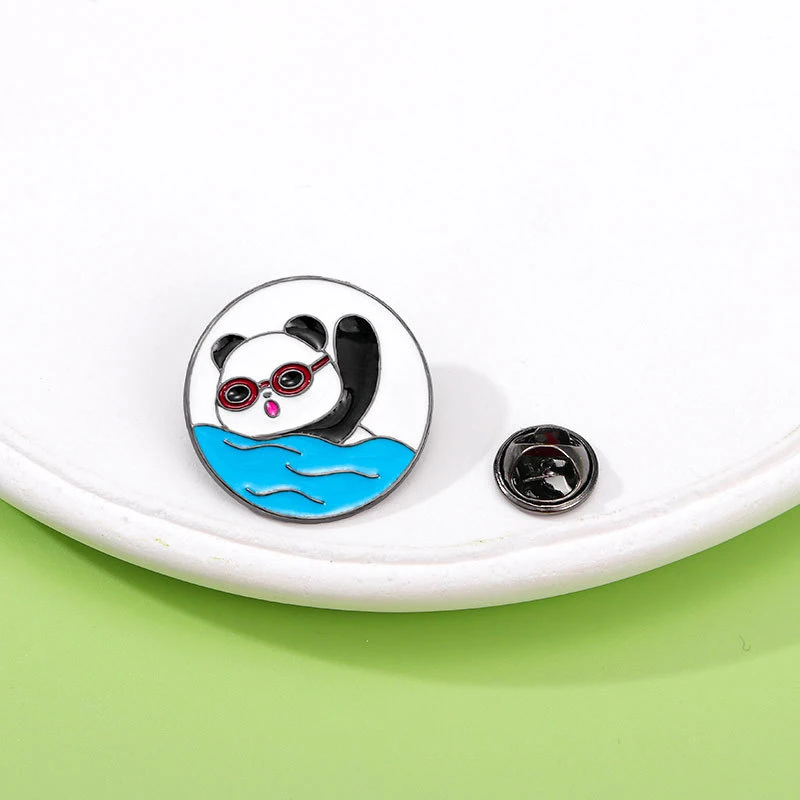 Factory custom cartoon metal animal sport panda pin animal tie enamel lapel pin badge