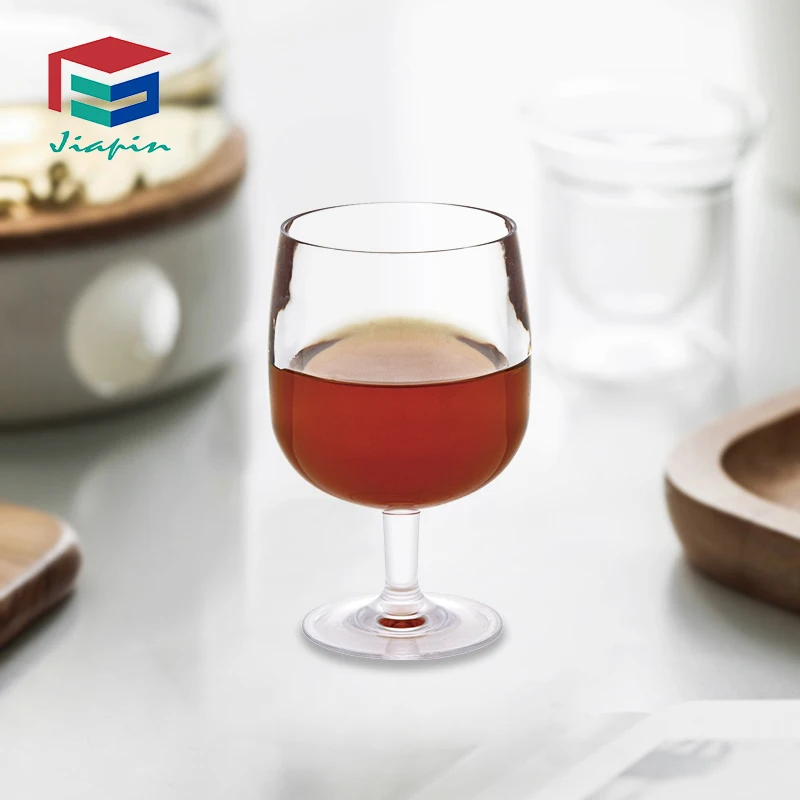 Stackable Picnic Drinking Cup decorative Transparent 16 oz with stem SAN 7OZ plastic wine glasses