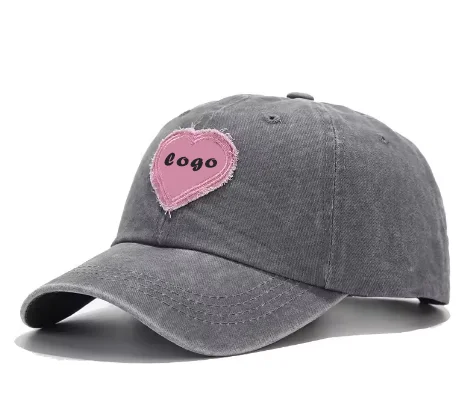 Custom Women Baseball Cap Vintage Washed Cotton Soft Top Dad Hat Retro Pink Love Heart Letter Embroidered  Caps