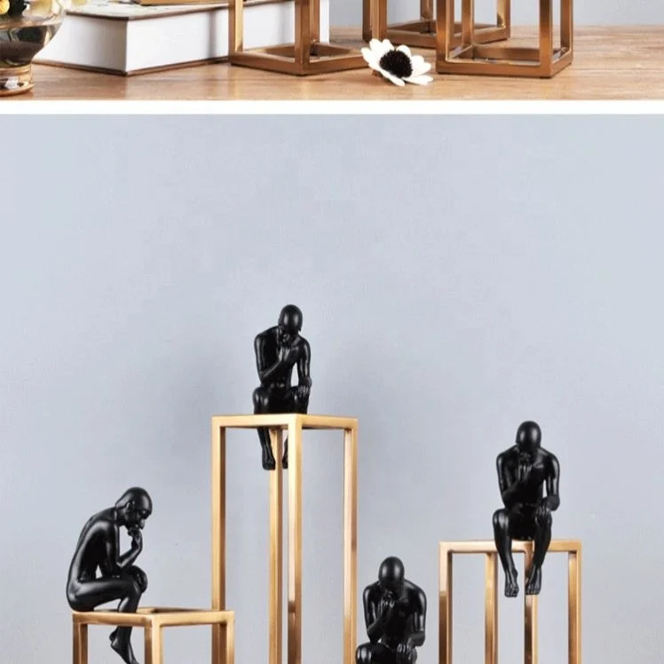 Black Resin Statues Ornaments Home Decoration Pieces Luxury Accessories Modern