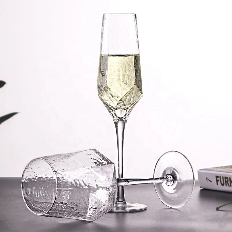 Home Hammered Wedding Luxury Drinkware Goblet Creative Glass Cups Bar Diamond Red Wine Glasses